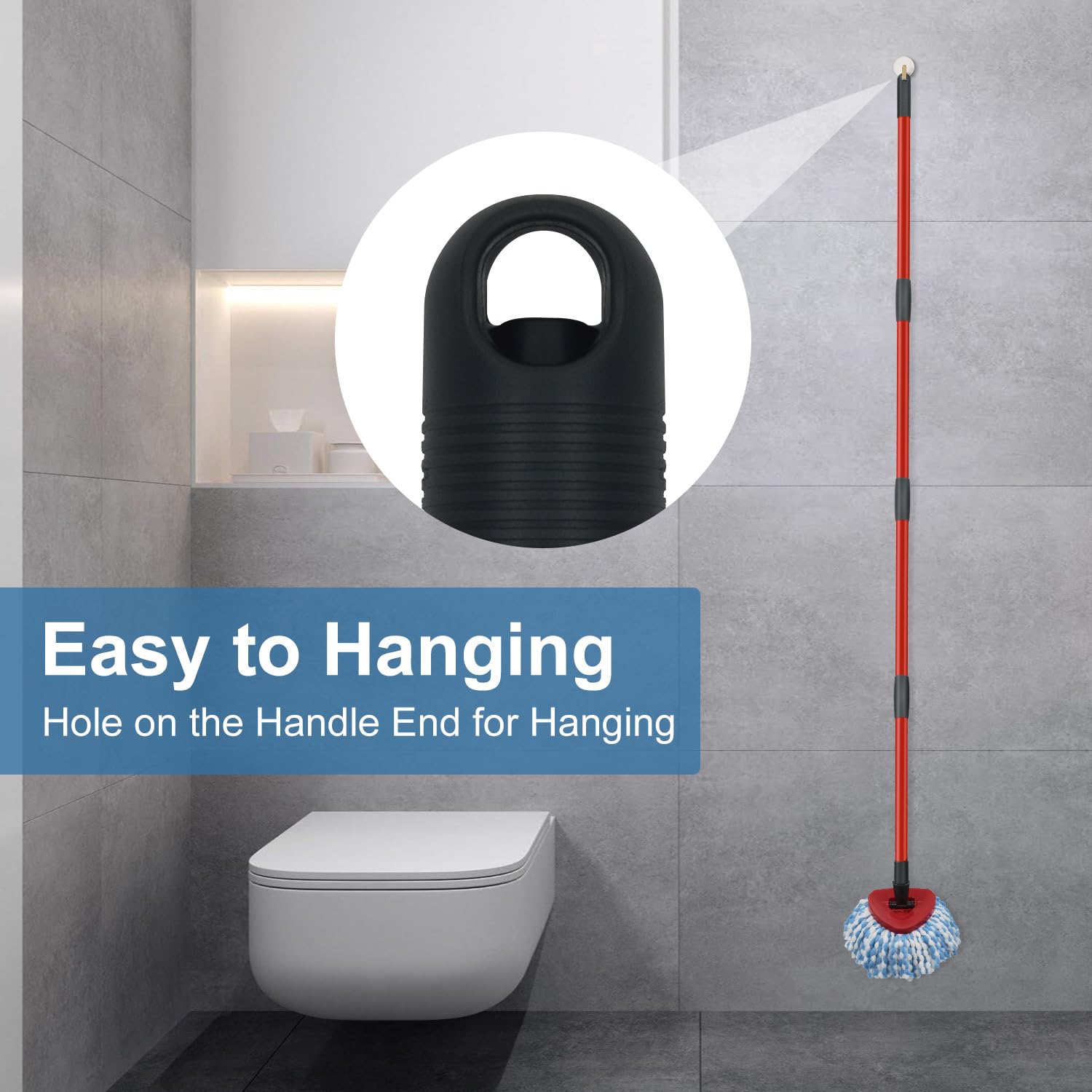 Paquete de 2 Cabezales de Repuesto para fregona giratoria, 1 Base, Asas de Hierro Resistentes de 4 Secciones, compatibles con el Sistema de fregona O Ceda EasyWring RinseClean de 2 Tanques, recambios
