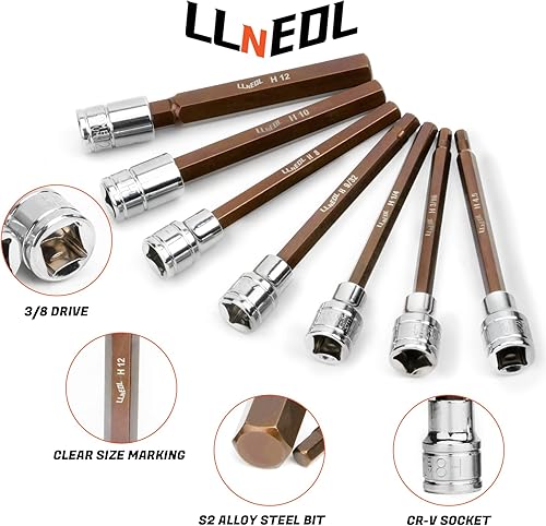 Miniatura 3 de Juego de llaves hexagonales Allen de 38 pulgadas de largo, 19 piezas de cabeza hexagonal estándar SAE y métrica (18"-38", 0.118-0.472 in),