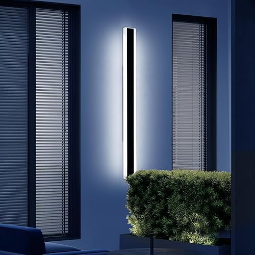 Vista 100 de Apliques de pared para exteriores de 47 pulgadas, regulables de 3000 K-6000 K, luces de pared larga para exteriores, IP65 impermeable, moderna
