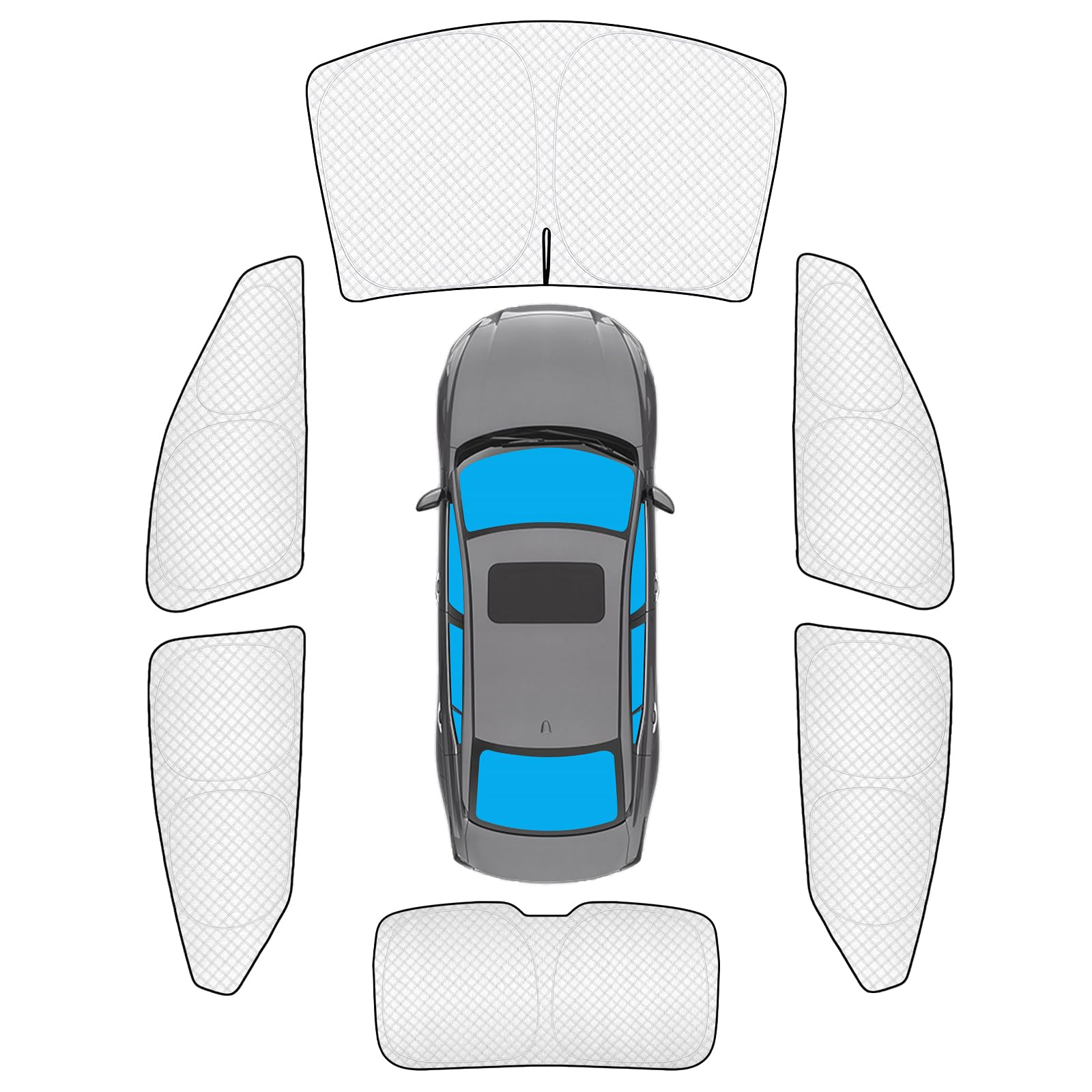 KMF 6pcs Sun Shades for Nissan Altima 2019-2025 2026 Accessories, Thicken Full Window Car Window Covers Sunshade for Windshield Side Rear, UV Block and Privacy Blackout for Car Camping Outdoor