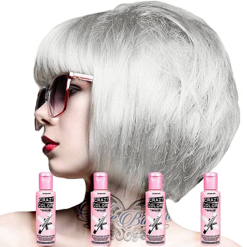 Crazy Color Semi-Permanent Hair Dye 4 Pack 100ml (Neutral)