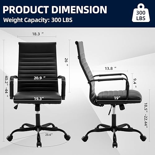 Miniatura 2 de Sillas de sala de conferencias, silla de oficina ejecutiva ergonómica, silla de escritorio de cuero acanalado con soporte lumbar, silla giratoria de