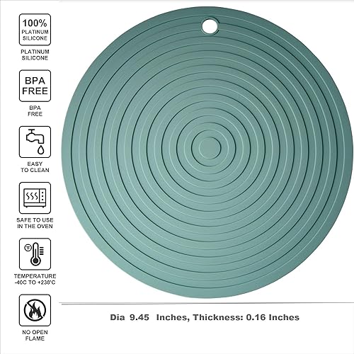 Vista 16 de Smithcraft Salvamanteles de silicona para platos calientes, ollas y sartenes, diámetro de 9.45 pulgadas, resistente al calor, almohadillas calientes