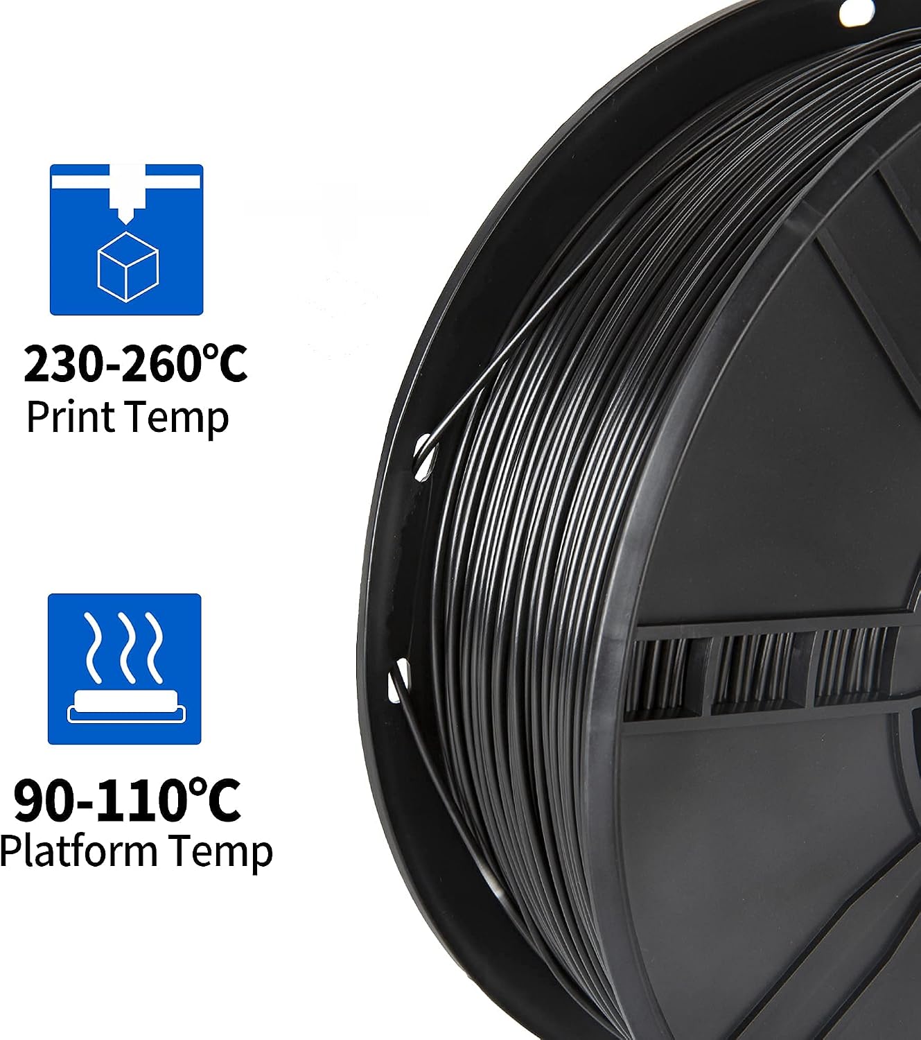 ABS+ Filament 1.75mm for 3D Printer, TINMORRY Filament 3D Printing Materials 1KG, 1 Spool, Black - Image 4