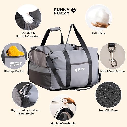 Miniatura 7 de FUNNY FUZZY Asiento de automóvil impermeable para perros pequeños y medianos de hasta 35 libras, asiento elevador para mascotas desmontable y