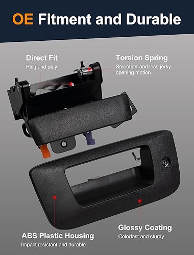 Miniatura 2 de Avsty Pestillo de manija de puerta trasera para Chevy Silverado GMC Sierra 1500 2500 3500 2008 2009 2010 2011 2012 2013 2014 Chevrolet Rear Gate