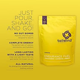Tailwind Nutrition Endurance Fuel, Carbohydrate & Electrolyte Sports Drink Mix Powder, Gluten-Free, Vegan, Lemon, 50 Servings