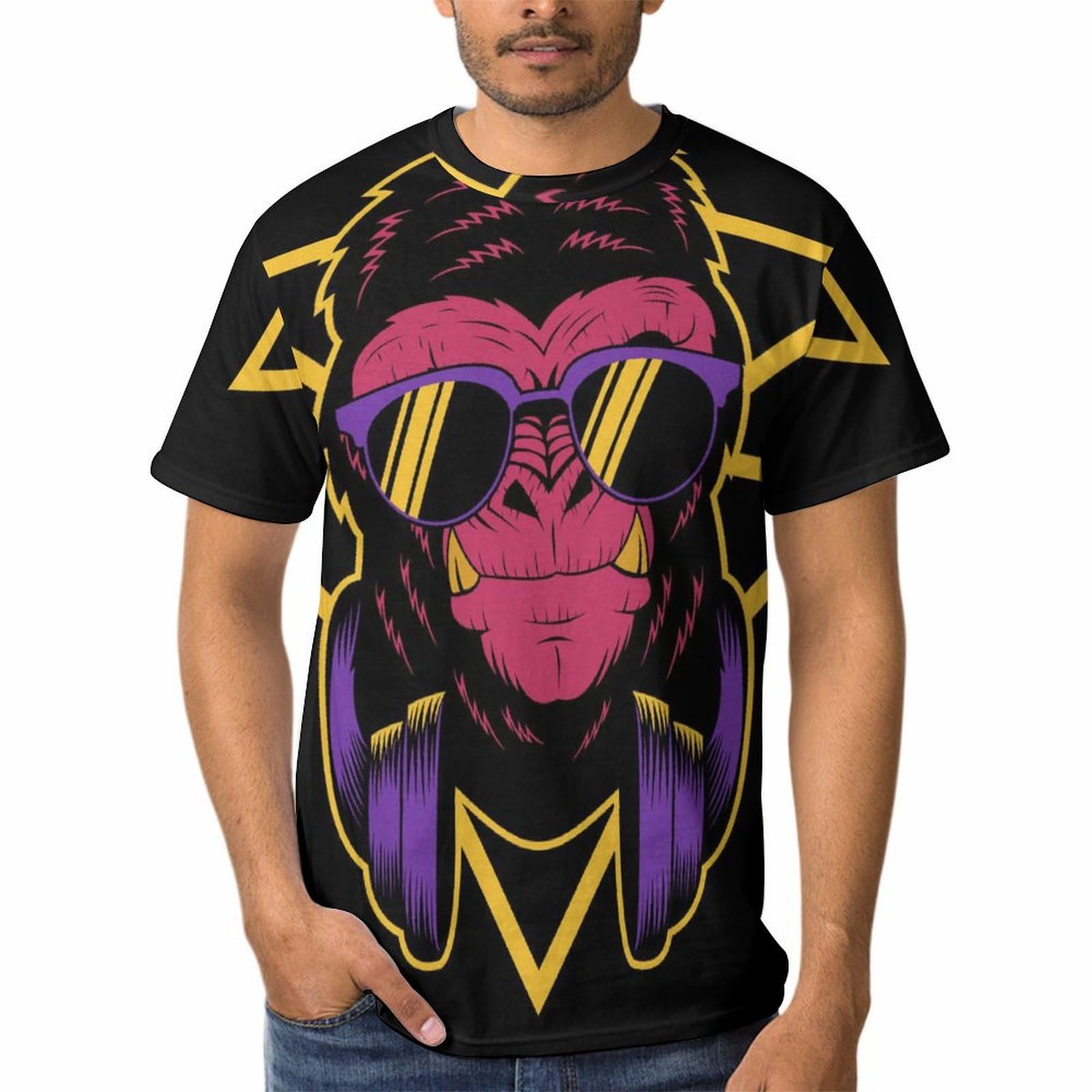 T-Shirts à Col Rond Gorille Homme Anti-Déformation au Quotidien - 8