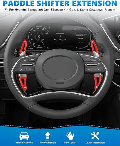 Miniatura 2 de Karltys Extensión de palanca de cambios de aluminio para volante Hyundai Sonata 2020-2023Tucson 2022-2024Santa Cruz 2022-2024, cubierta de cambio de