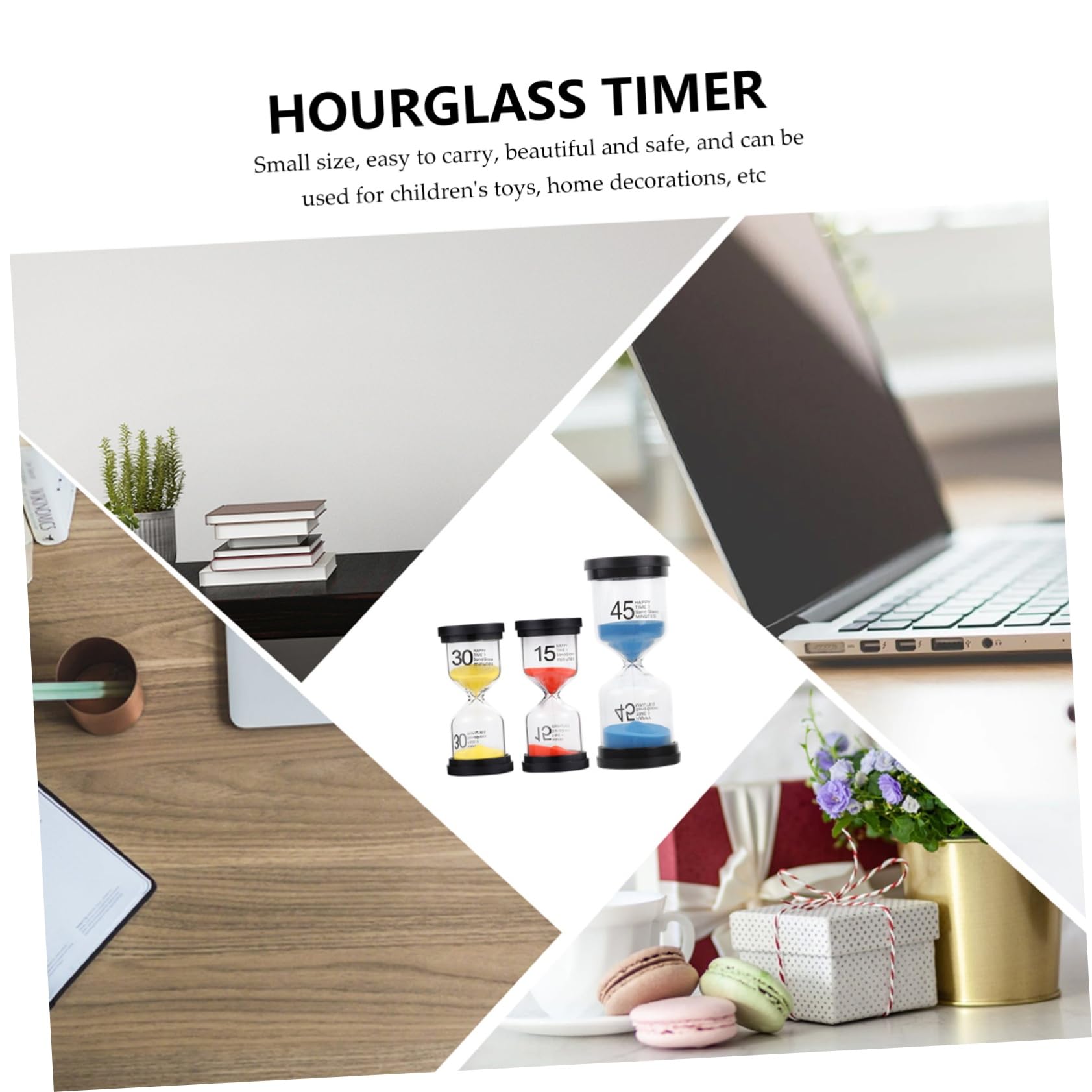 Clessidra Plastica Pezzi e Vetro Timer 3 da Tavolo | Casa, Design da Tavolo Efficiente, Adatta ai Ragazzo Ragazza, Decorazione Domestica