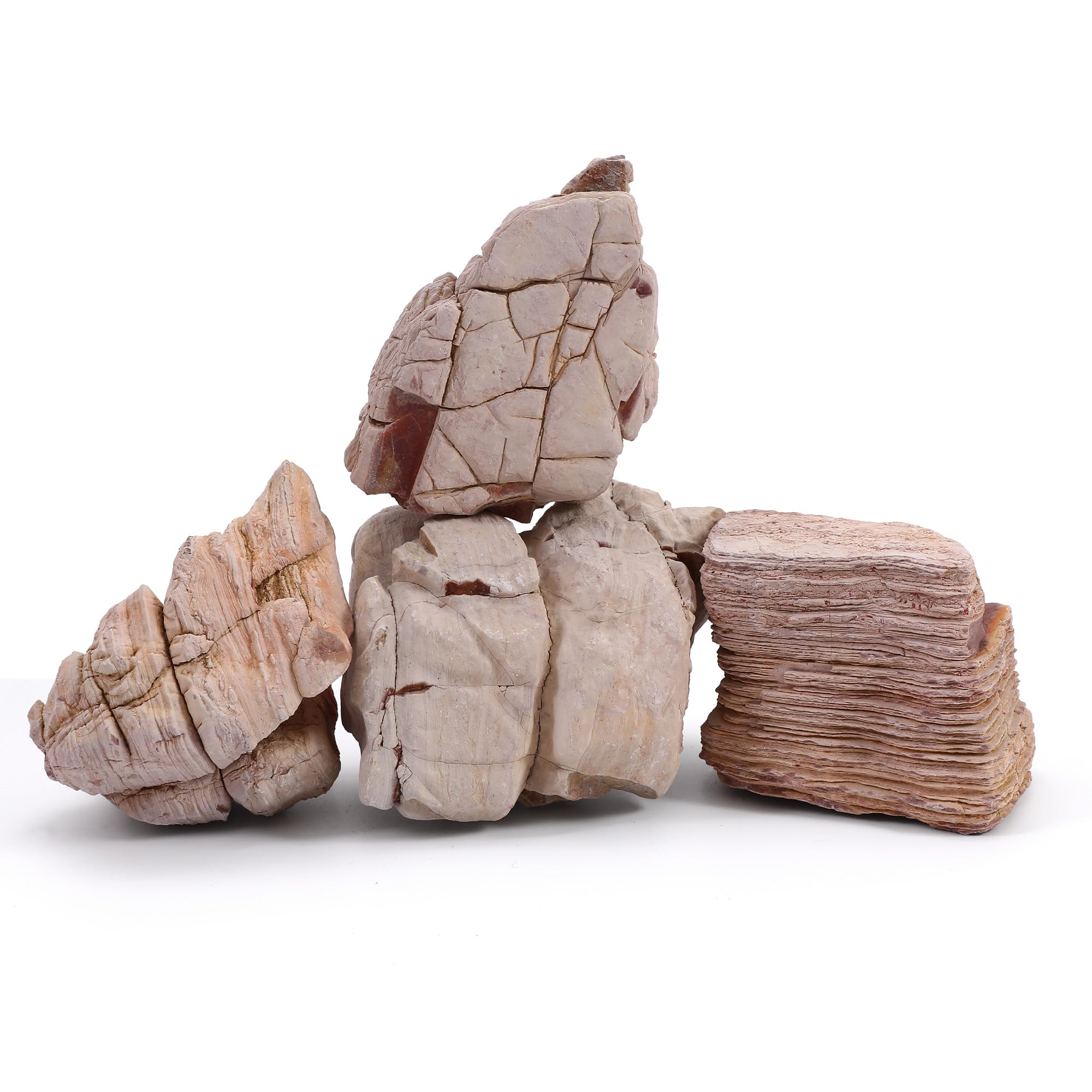6-8 Inches Natural Pagoda Rock 4 PCS Aquarium Rocks for Aquascaping, Aquarium Landscaping, Terrariums, Fish Tank Decoration, Vivariums, Paludarium, Reptile and Amphibian Enclosures