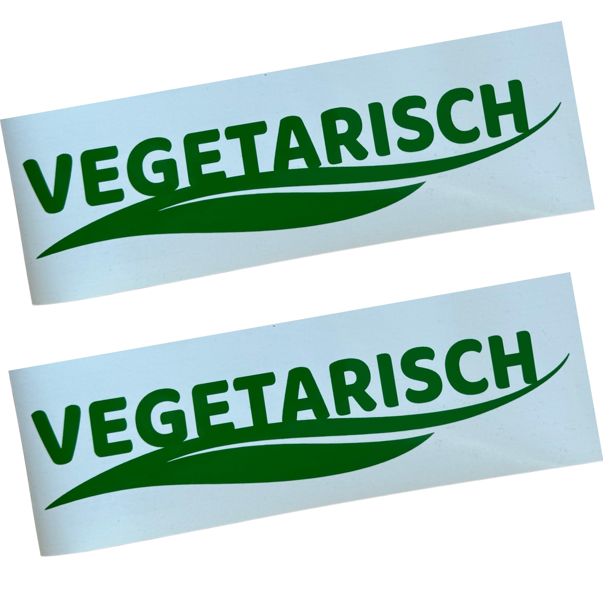 2 Aufkleber "VEGETARISCH" für Schaufenster und Vitrinen - 31x7 cm - Vynil - für Außenbereich geeignet - nachhaltig - in Deutschland produziert (VEGETARISCH)