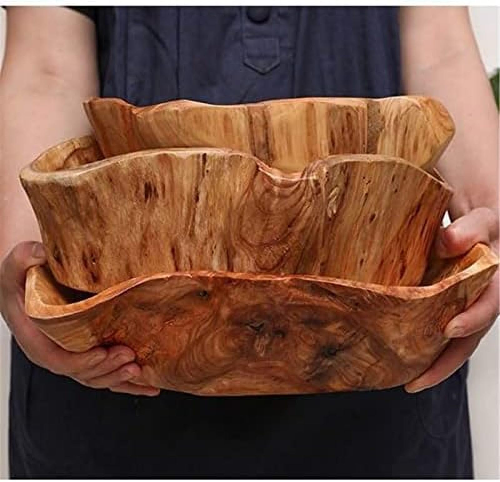 Cuenco de masa de madera flotante, centro de mesa grande hecho a mano para decoración de granja, perfecto como cuenco de frutas, arte de madera lisa natural