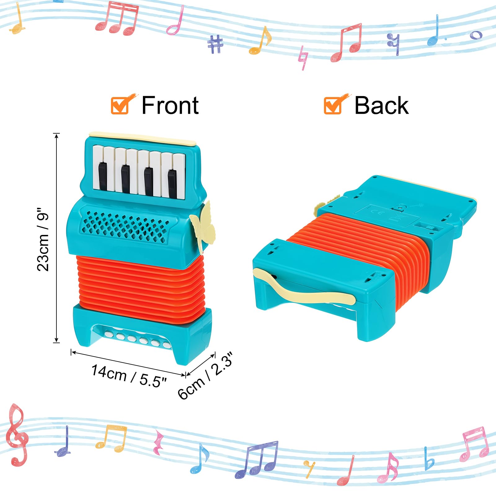 QUARKZMAN Akkordeon 10 Tasten Klavier Ziehharmonika Mini Musikinstrument Geschenke für Erwachsene Anfänger Bildung, Blau