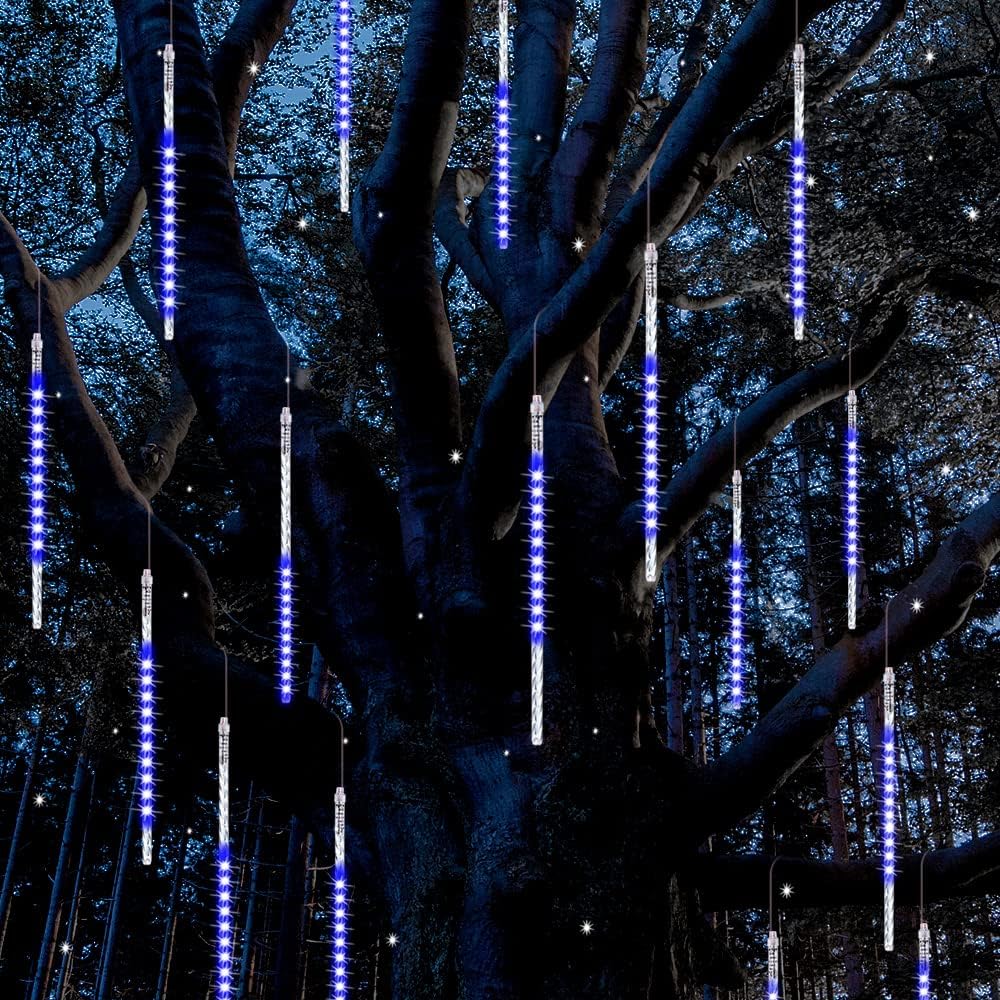 Vikdio Christmas Lights Outdoor, Meteor Shower Lights 16 Spiral Tubes 50cm 864 LEDs 5.25m Lit Length