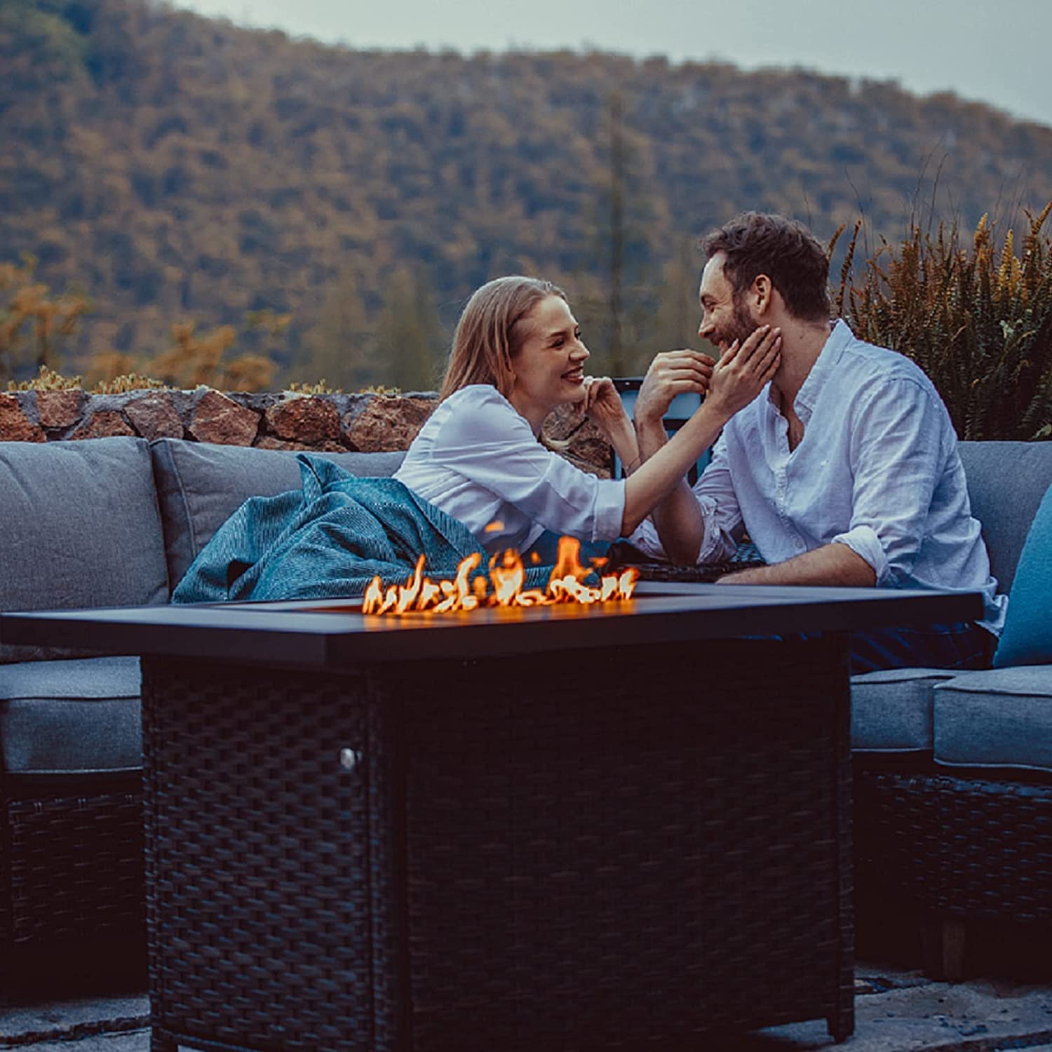 Grand Patio Outdoor Gas Fire Pit Table, 43 Inch 50,000 BTU Rectangle