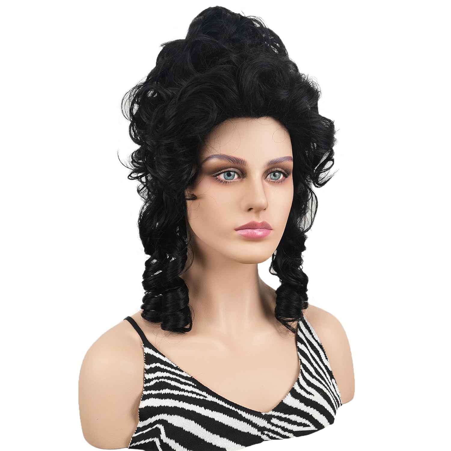Wiginway Black Curly Wigs Beehive Wig Women Vintage Queen Halloween Costume Cosplay Party Hair