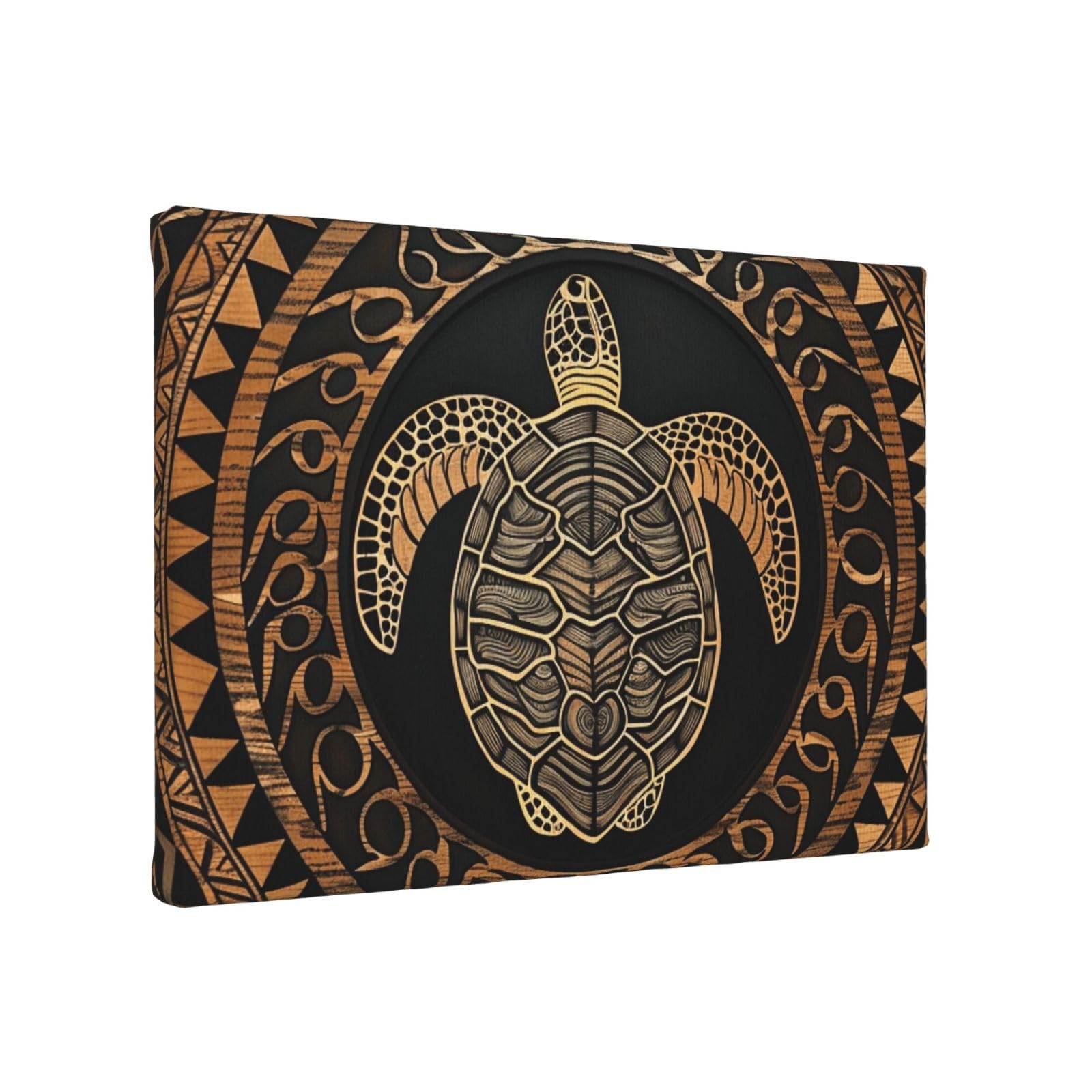 YKLJG Hawaiian Tapa Honu Turtle Printed Wall Art Canvas Painting 30x20 CM Wooden Framed Picture Painting Artwork Prints for Bedroom Kitchen Home Office Decor