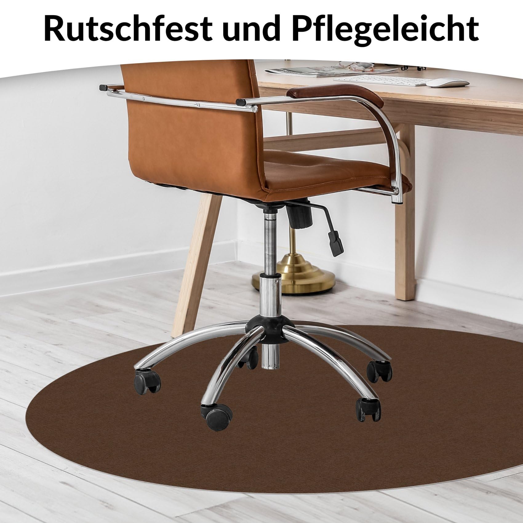 ANRO Alfombra protectora de suelo, alfombrilla antideslizante, para parquet y suelos duros, antideslizante, antideslizante, para suelo duro, Némesis, redonda, 150 cm, chocolate