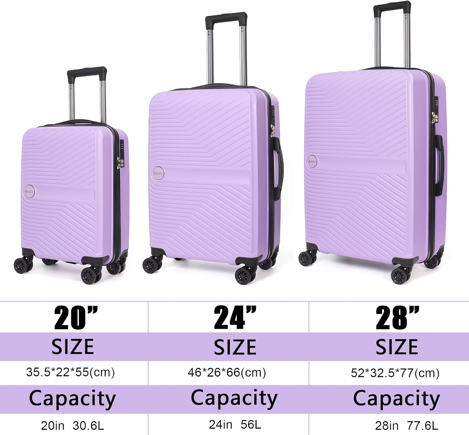 Luggage Set 3 Pieces -Suitcase Set - Luggage with Wheels - Check-in Luggage - PC + ABS Durable Suitcase Rotating Silent Wheels 3-Piece 20/24/28 Mint Green (purple)