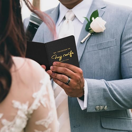 Vista 17 de Vienrose Libro de registro de invitados de boda con 123 páginas forradas en blanco, bordes dorados, libro de tapa dura para boda, baby shower