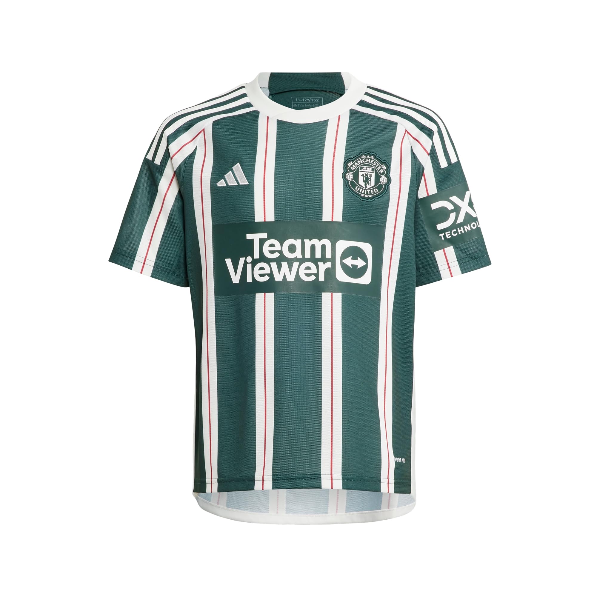 Adidas, Away 23/24 Manchester United Fc, Short Sleeve Football Jersey, Green Night/Core White/Active Maroon, 910A, Child