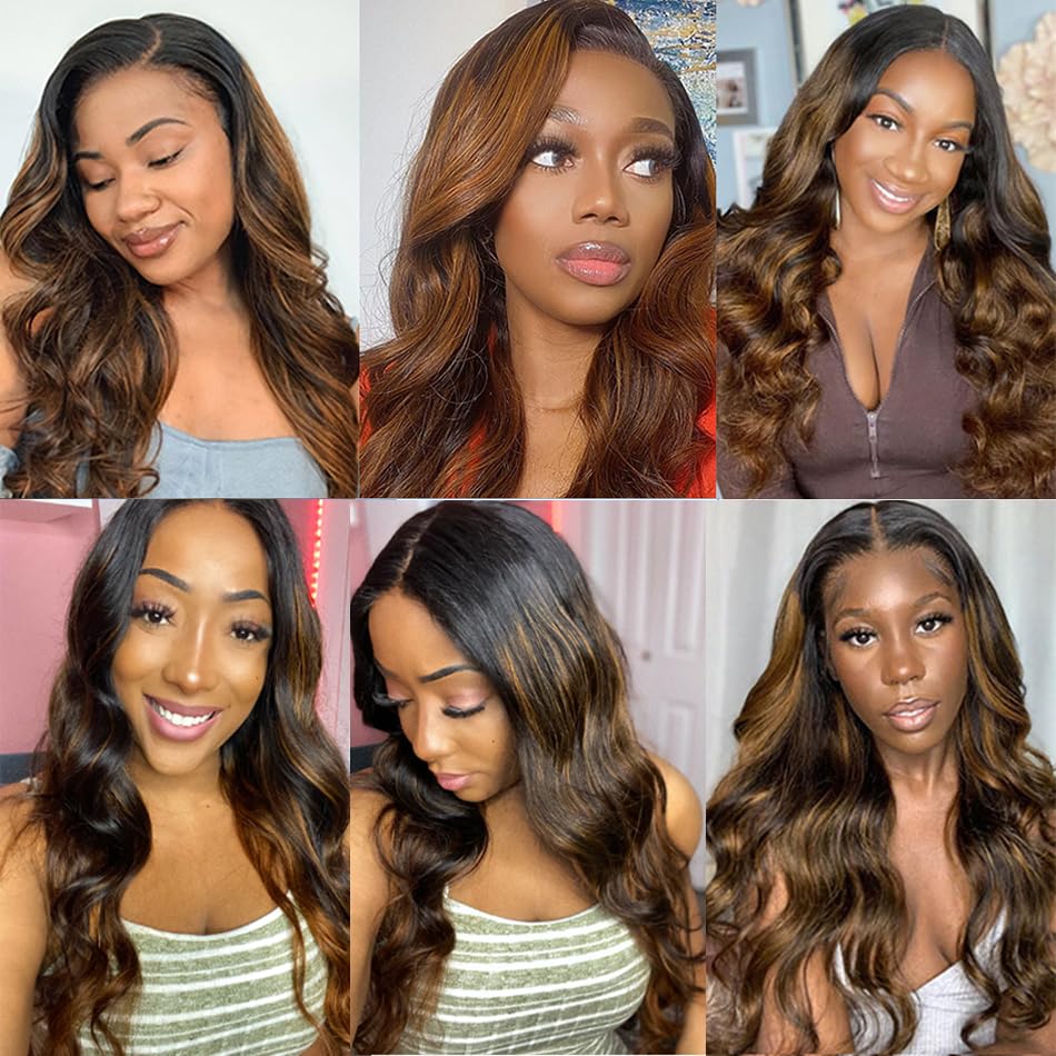 26 28 30 inch p1b30 human hair bundles highlight body wave bundles 2 tone black and light brown bundle niegmeag hair peruvian unprocessed virgin hair extensions