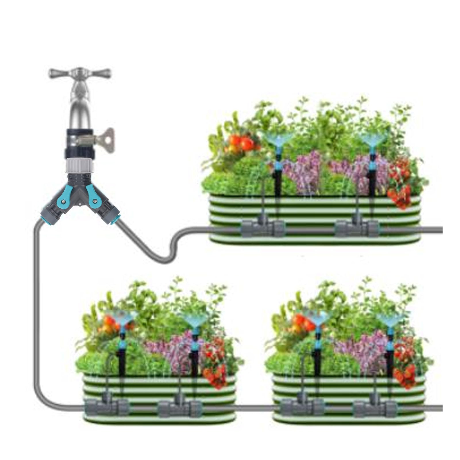 Tnfeeon di Irrigazione a Goccia, Ugelli Regolabili per un'Irrigazione Efficiente del Giardino, Tubo in PE da 10 M per Prato e Serra