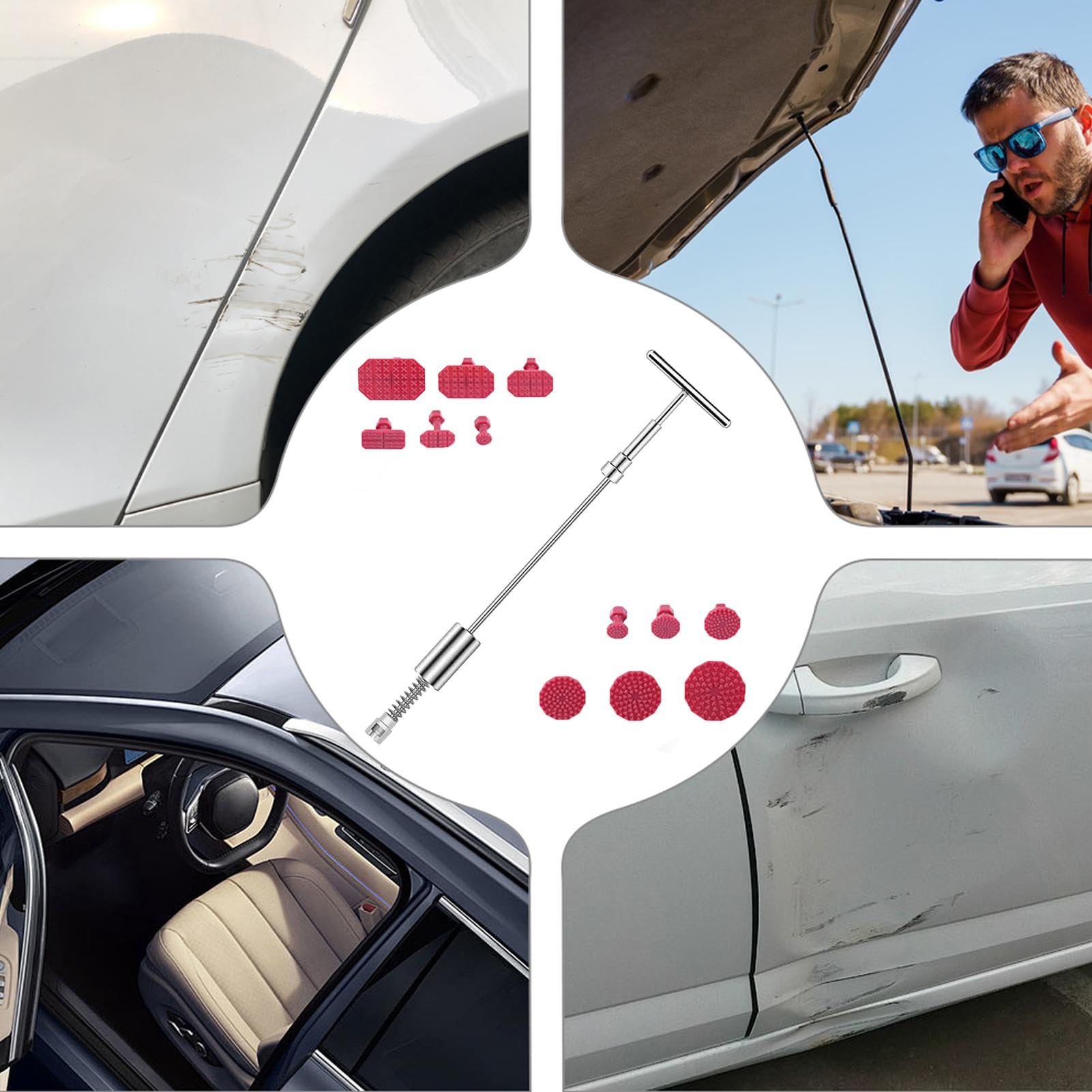 Dellenzieher Set - Schadenfreie Dellenentfernung Für Auto & Motorrad