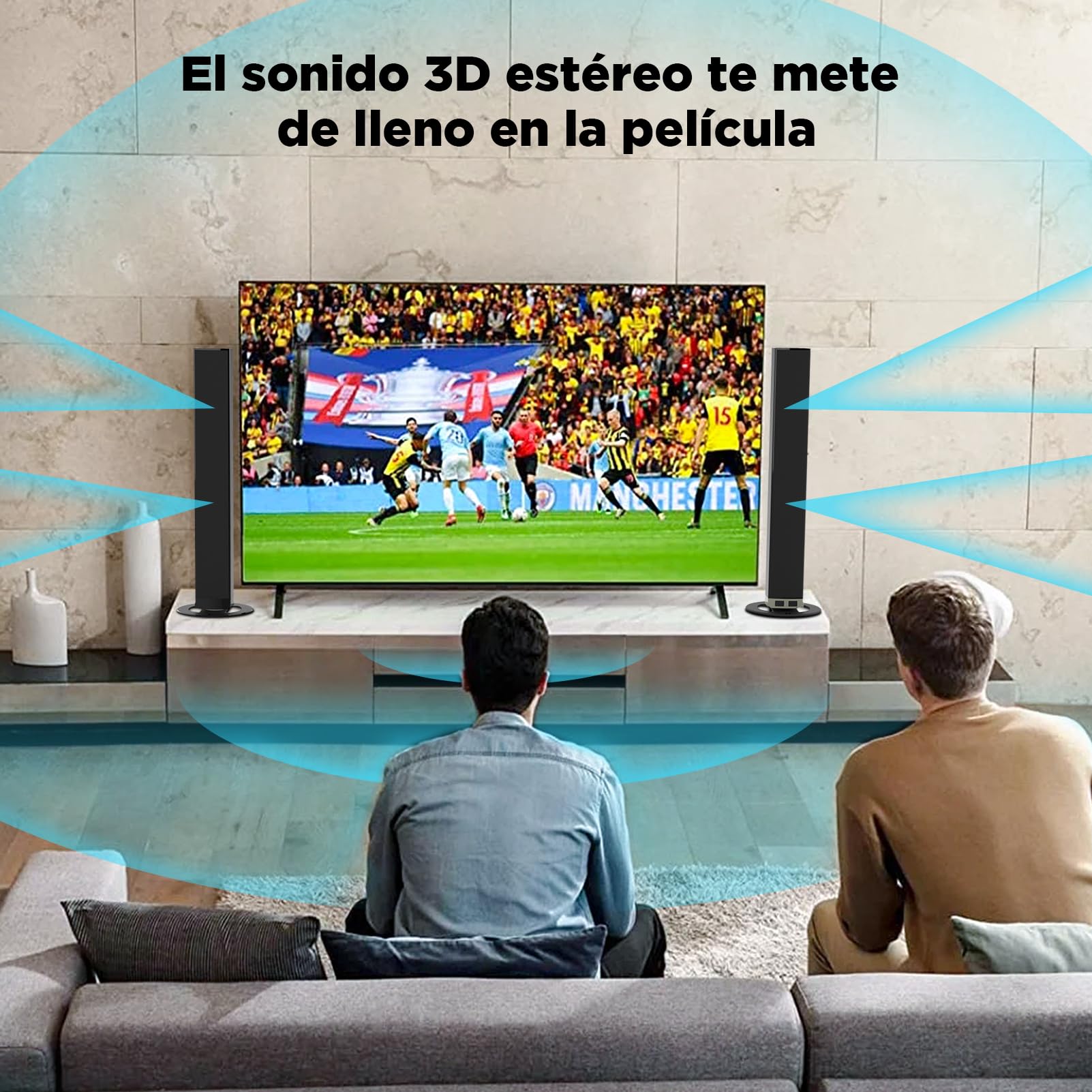 2.0 Barra de Sonido para TV, Barra de Sonido Separable 2 en 1 de 32 Pulgadas para Dispositivos de TV con 3 Modos de ecualización y 3 Sonidos envolventes, ARC/Óptico/AUX, 1pcs