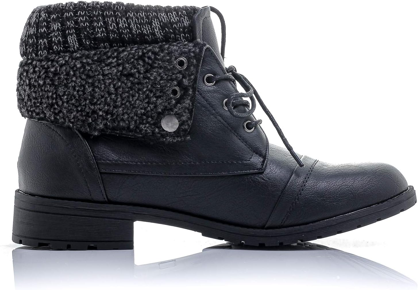 Patty-01 Women's Combat Style Lace Up Ankle Bootie Women's Hiking Boot with Rugged Low Heel