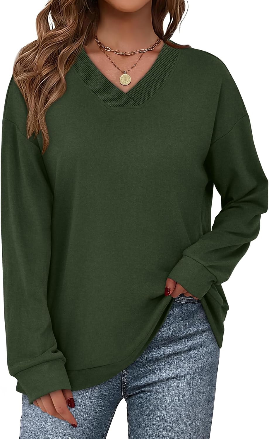 WIHOLL Womens Long Sleeve Shirts Christmas Ugly Sweaters 2025 Work Business Casual Teacher Outfits Green M