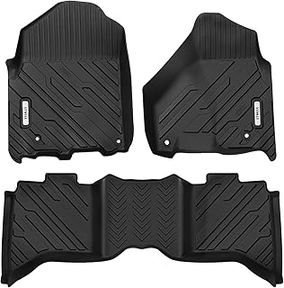 All Weather Automotive Floor Mats for 2013-2018 Dodge Ram 1500 2500 3500 Crew Cab & 2019-2024 Ram 1500 Classic Crew Cab, Waterproof Vehicle Floor mats, TPE Rubber Floor Liners 1st & 2nd Row