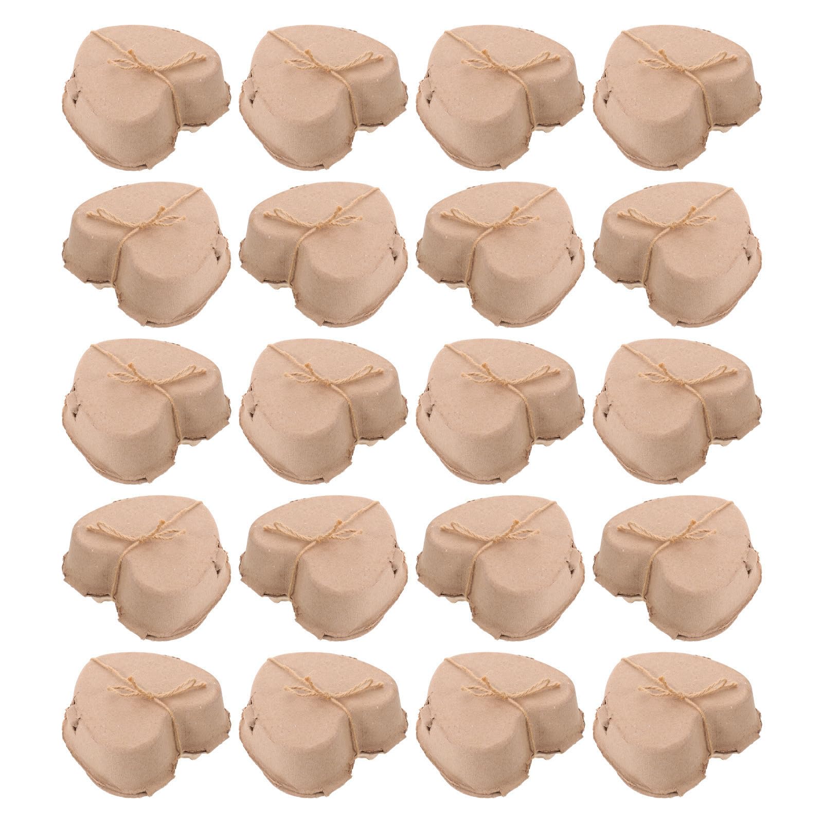 Porta huevos de pulpa en forma de corazón con 20 piezas rústicas y cuerda