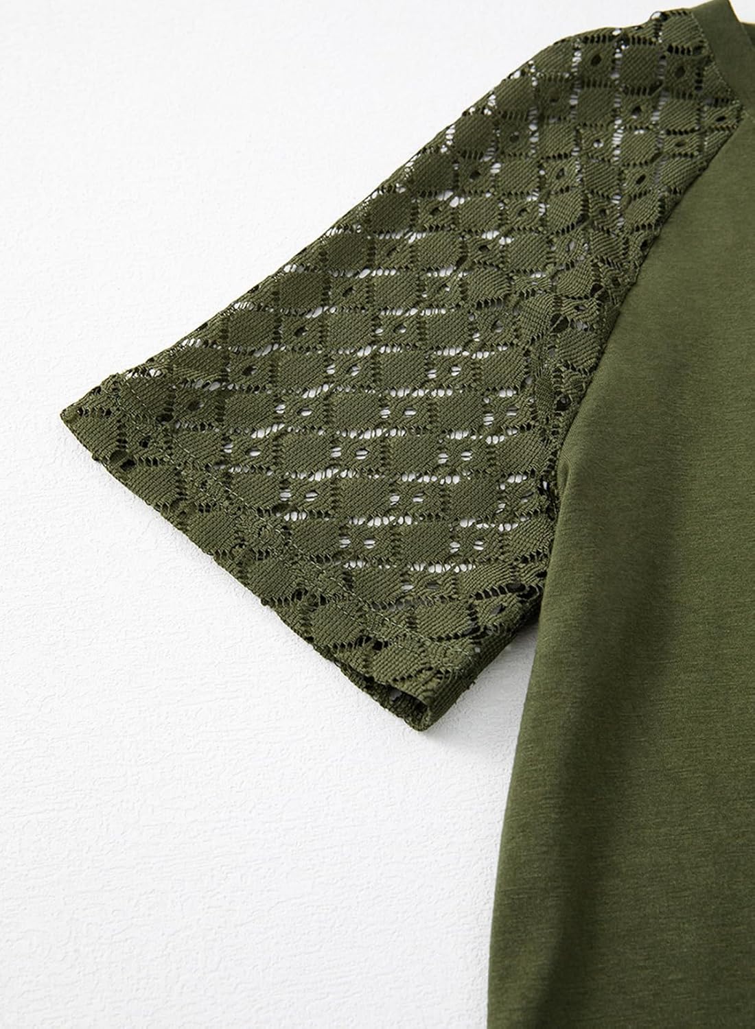 Dokotoo Women's V Neck Lace Short Sleeve Tops Casual Raglan T Shirts Summer Tunic Blouses - Image 5