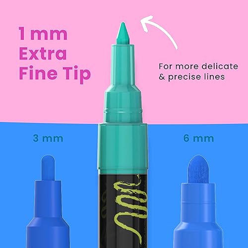 Miniatura 4 de Chalkola 15 bolígrafos de pintura acrílica de punta extrafina para pintura de roca, lienzo, madera, cerámica, vidrio, marcadores de pintura acrílica