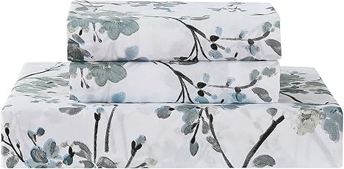 Miniatura 6 de Vaulia Juego de funda de edredón floral de microfibra suave, juego de ropa de cama moderno, patrón de ramas blancogris, diseño reversible de 3