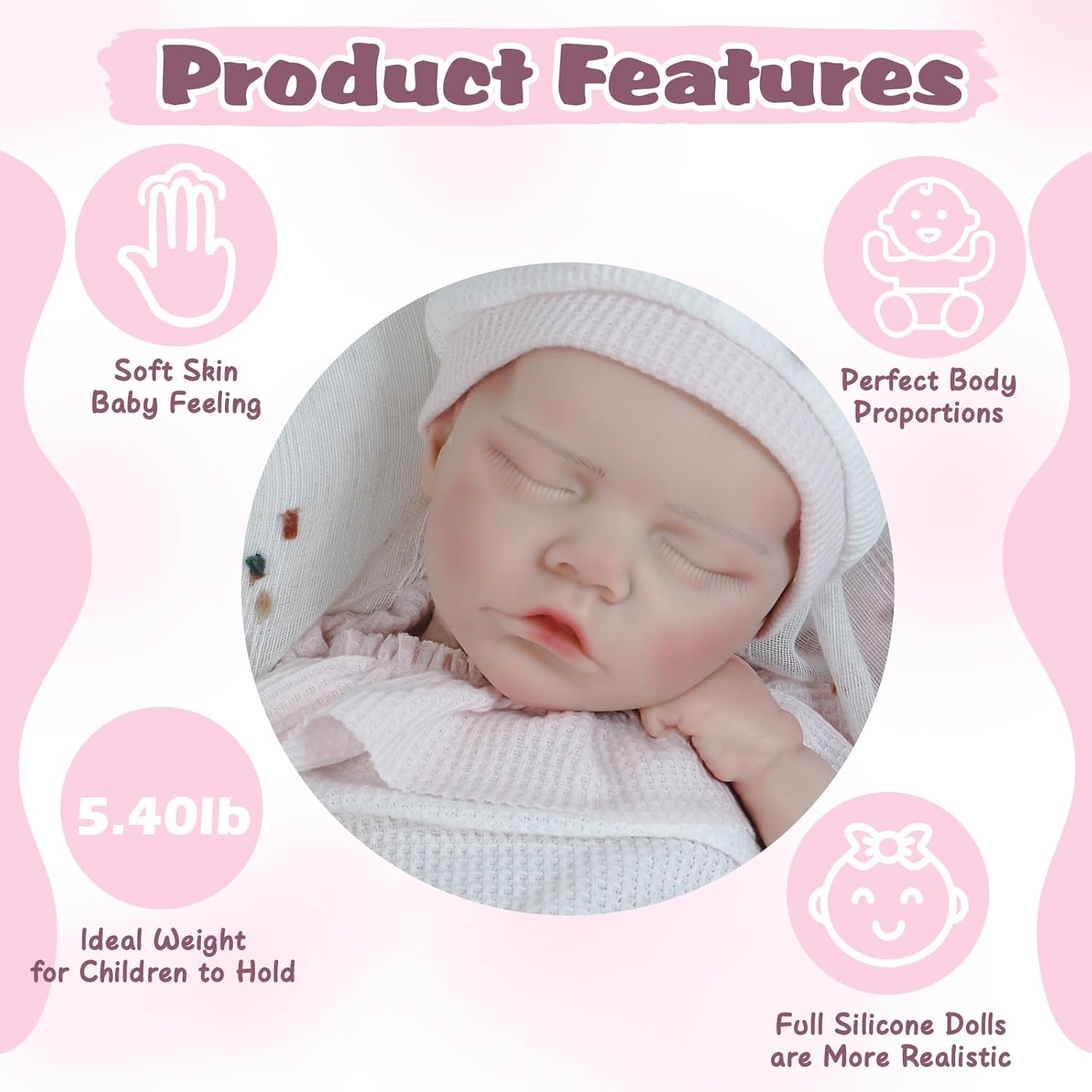 18.11 in Full Silicone Reborn Baby Dolls, 1:1 Lifelike Newborn Dolls Non Vinyl Realistic Reborn Toddler Dolls Boy Washable Sleeping Doll