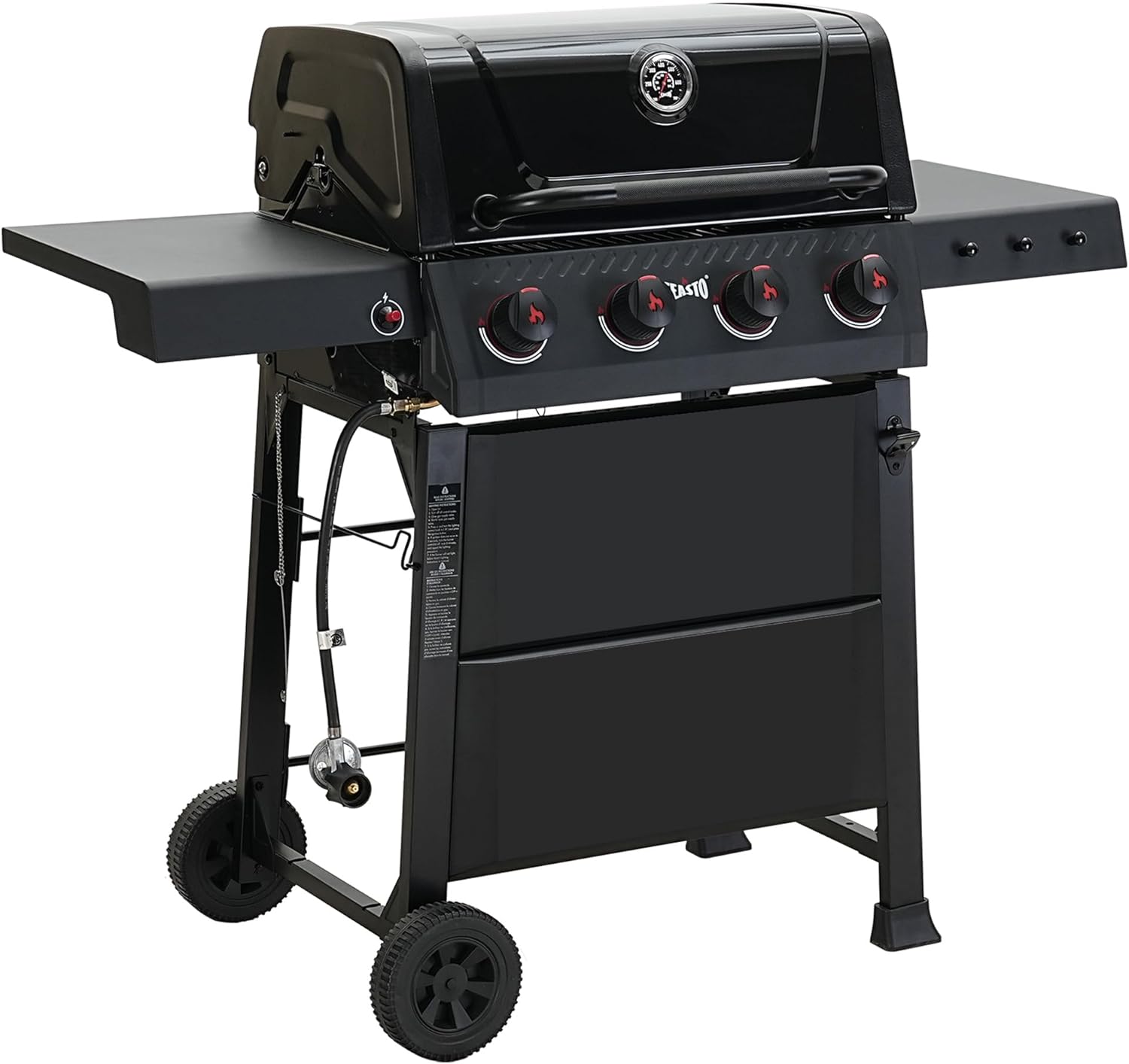 4-Burner Propane Gas Grill, 36,000 BTU Outdoor Patio BBQ with Dual Side Tables, Porcelain-Enameled Cookbox & Porcelain-Enameled Cast-Iron Grates, 559 Sq. In., Black (Black, 4)