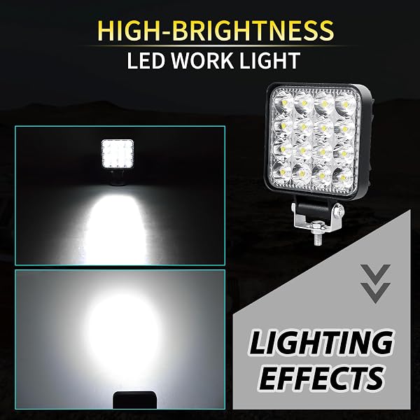 RIGIDON 1 Pcs Faro de trabajo rectangular, 3.3 pulgadas mini 48W, Spot lámpara para off road camión coche ATV 4x4 tractor moto, Exterior foco led 12v 24v spotlights faros antiniebla - 5