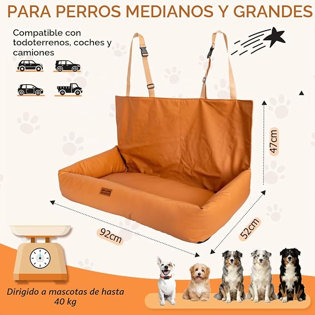 Foto 2 de 6 de Nobleza Asiento de Coche para Perros Medianos a Grandes, Cinturón de Seguridad Estable, Impermeable