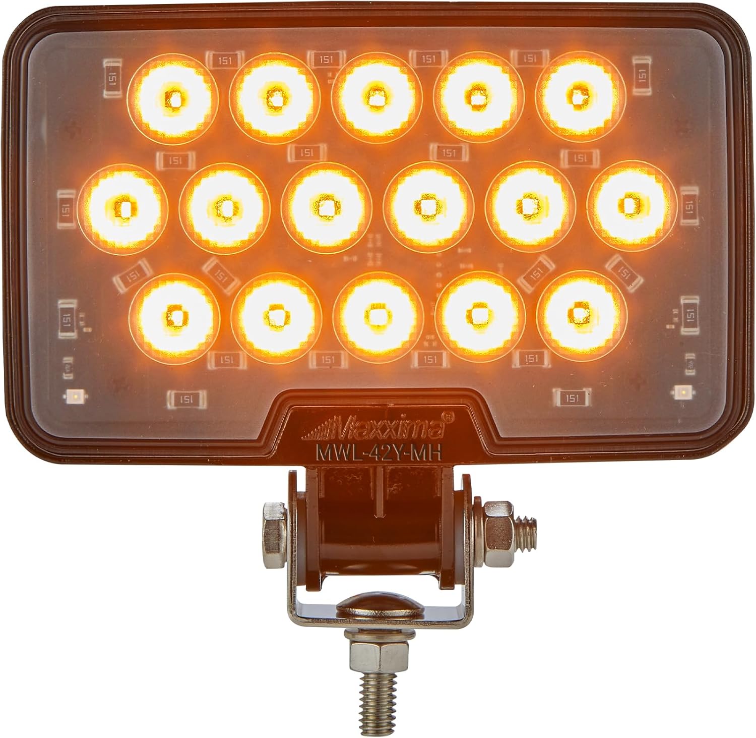 Maxxima High Power Heated Rectangular Amber Work Light with MaxxHeat Technology