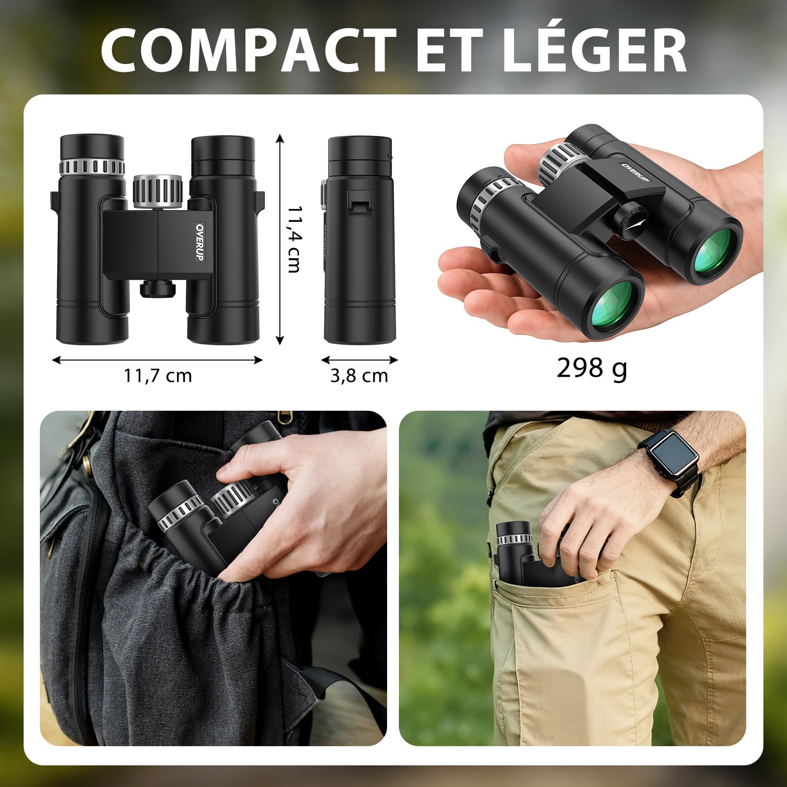 Jumelles 10x26 Compactes pour Adultes | BAK4&FMC, Légères et portables, vision basse lumière, étanches, pour observation nature, voyages et activités extérieures