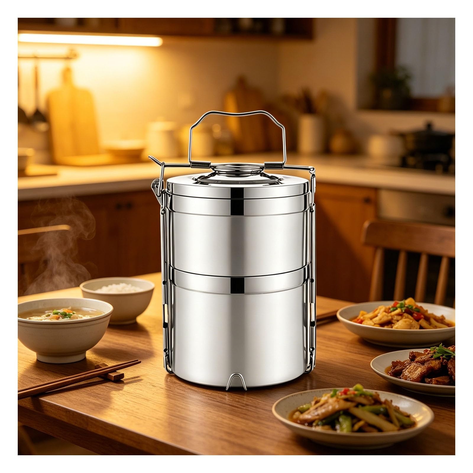 Isolierte Lunchbehälter, Lebensmittelbehälter aus Edelstahl mit Griff | Thermo-Lunchbox mit Thermo-Lunchbox, auslaufsicher, for heiße, kalte Speisen