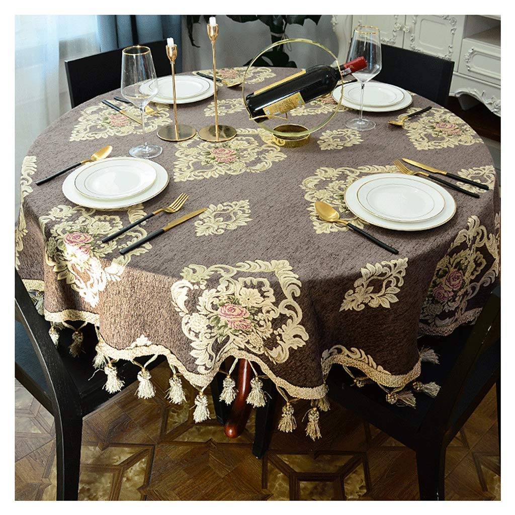 Nappe de salon ronde café 90cm en tissu léger pour bureau