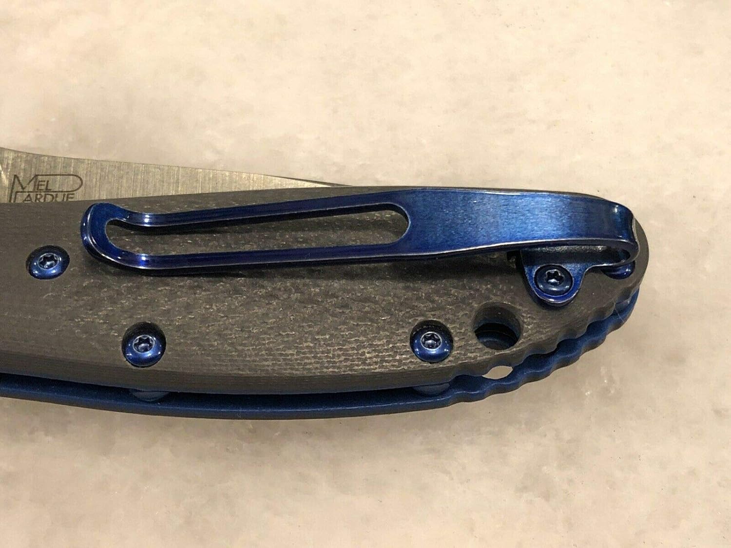 Blue Titanium Deep Pocket Clip & Screws Set For Benchmade Mini Griptilian 556-1