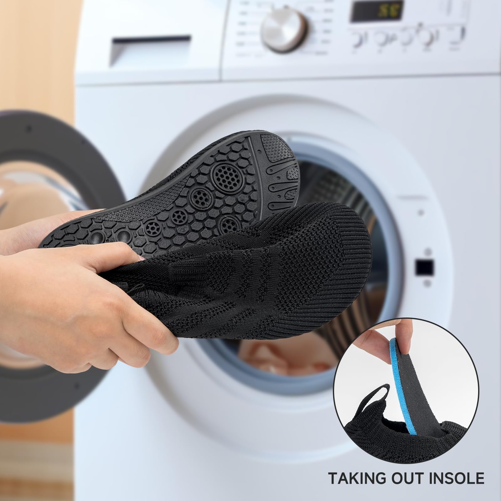 KOWAYI Pantoufles Pieds Nus pour Femme et Homme - Chaussons antidérapants fermés pour la maisonU