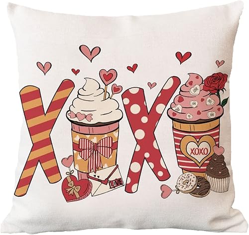 Miniatura 5 de XOXO - Funda de almohada romántica para el día de San Valentín funda de cojín para boda compromiso aniversario decoración del hogar sofá sala de