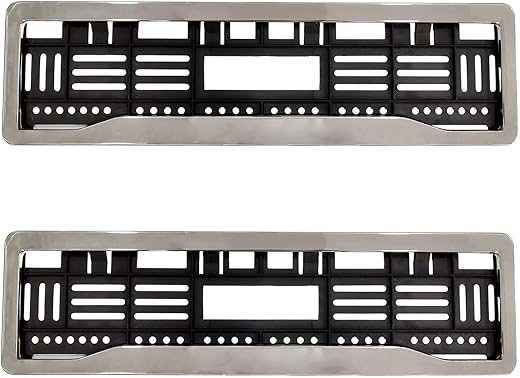 KINGSWAY® Chrome Number Plate Frames (Front and Rear), Chrome Lining Car Registration Plate Holders for All Cars, Car Licence Plate Covers,...