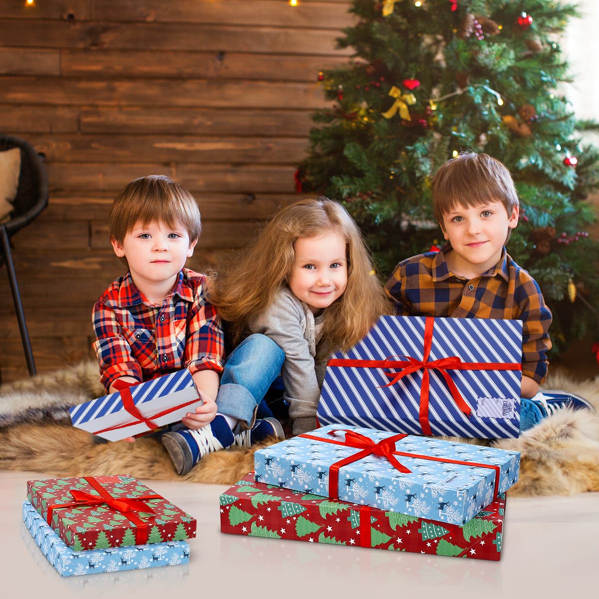 12stück Geschenkbox Weihnachten Mit Deckel: Groß Geschenkverpackung Kraft Pappschachteln Geschenkkarton Mit Deckel Geschenkbox Weihnachten Groß Mit Namensetiketten, Kleidung